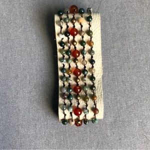 Beaded white leather bracelet